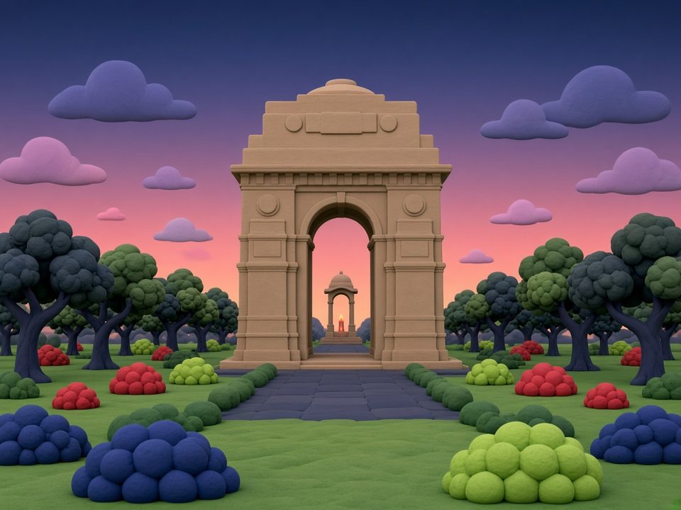 Illustration of India Gate, New Delhi